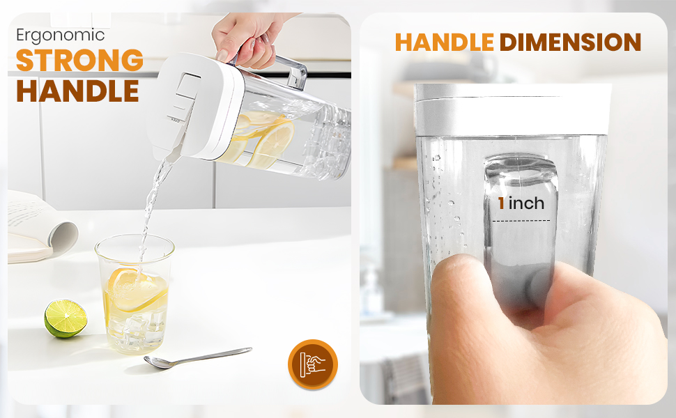 Ergonomic handle for juice pitcher