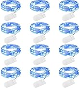 Brightown 12 Pack Led Fairy Lights Battery Operated String Lights Waterproof Silver Wire 7 Feet 2...