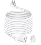 10FT Outdoor Weatherproof Power Extension Cord - White Low Profile Flat Plug 3Prong Extension Cor...