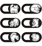 PRESSINART 6Pcs 6 Styles Cat Camera Cover Slide Cute Laptop Accessories 0.04 Inch Ultra Thin Phon...