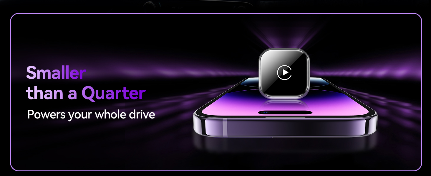 Mini wireless CarPlay adapter smaller than a quarter, compact CarPlay dongle for iPhone