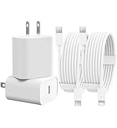 iPhone Charger, 2 Pack 20W USB C Fast Wall Charger Adapter with 6 FT USB-C to C Cable and USB-C t...