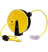 LEPENEL 30 Ft Retractable Extension Cord Reel, 3 Power Outlets with Indicator Lights, 16AWG/3C SJ...