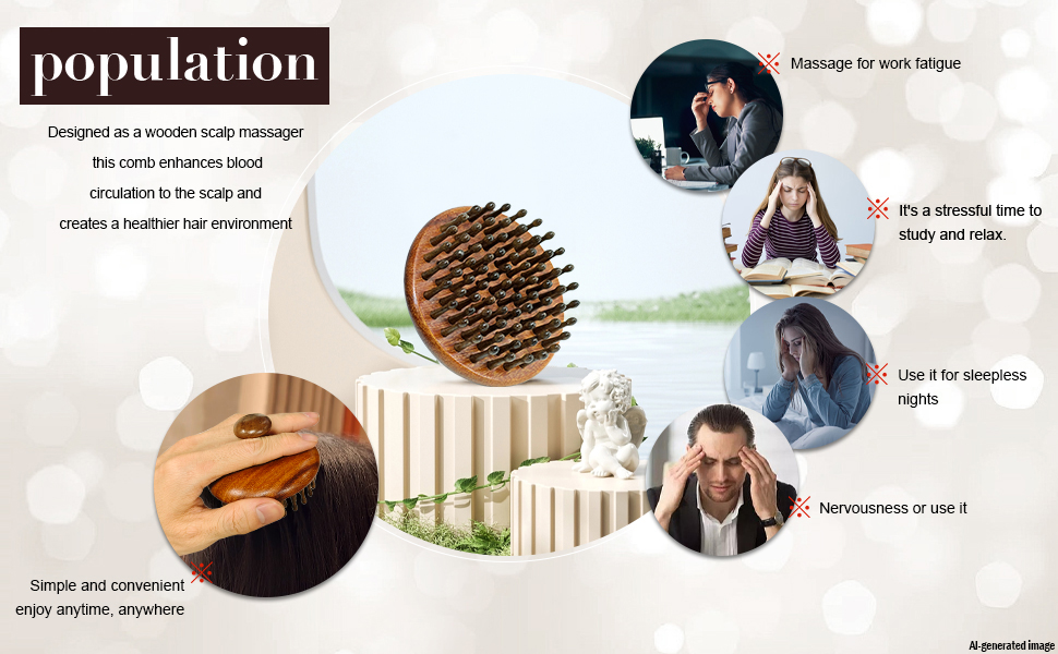 Wooden head scratcher for stress relief