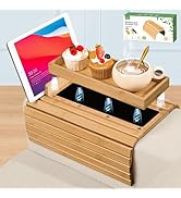 Joy&amp;Grace Couch Arm Tray, 3-in-1 Magnetic Detachable Sofa Arm Table with Phone and Tablet Holder ...