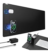 Wireless Charging Mouse Pad with Foldable Phone Holder, 31.5"x15.8" Extended Desk Mat for Laptop/...