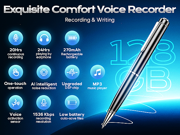 128GB Digital Voice Recorder