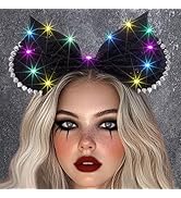 Aceorna Light Up Mouse Ears Headbands Led Bow Hairbands Glowing Wing Headpiece Glitter Halloween ...