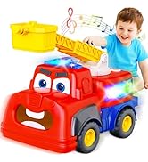 Interactive Talking Fire Truck Toy for Toddlers 1-3, Musical Toy with Realistic Sirens &amp; Sounds &amp;...
