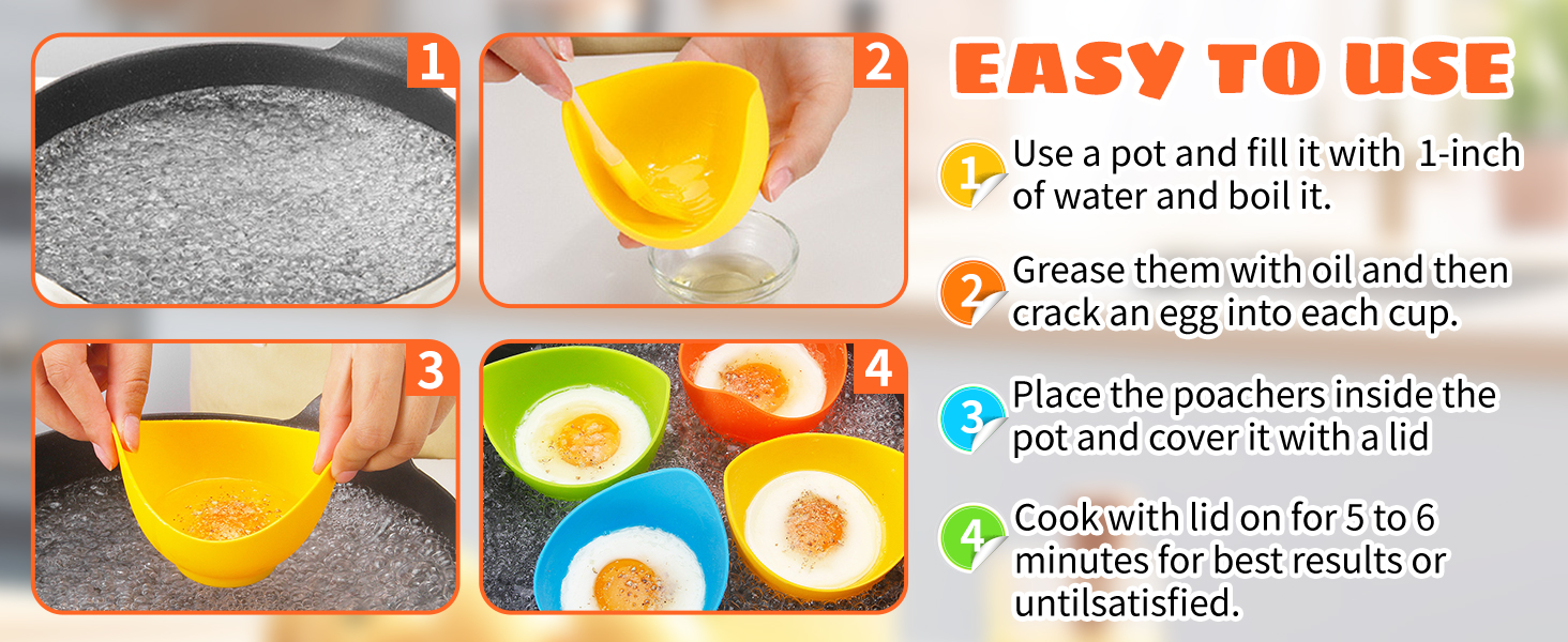 Silicone Egg Poaching Cup
