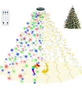 Kifiray Multicolor/Warm White Christmas Tree Lights with Ring, 400 LEDs 7.5ft x 16 Lines Xmas Str...