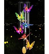 Wind Chimes, Butterfly Solar Wind Chimes with Aluminum Tubes / Wind Chimes for Outside Color Chan...