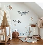 QUCHENG Ocean Wall Decals Marine Animal Boys Bedroom Large Stickers Removable Whale Decor Nursery...