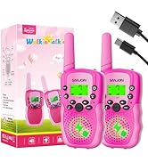 SANJOIN Walkie Talkies Toys for Kids, Outdoor Toys for Girls Ages 4-6, Pink Walkie Talkie with 3 ...