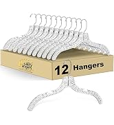 Quality Hangers Clear Hangers 12 Pack - Crystal Cut Hangers for Clothes - Durable Plastic Hanger ...