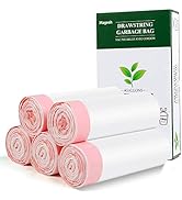 Small Drawstring Trash Bags, Magesh 4 Gallon Kitchen Trash Bags/ Garbage Bags, White, 150 Counts…