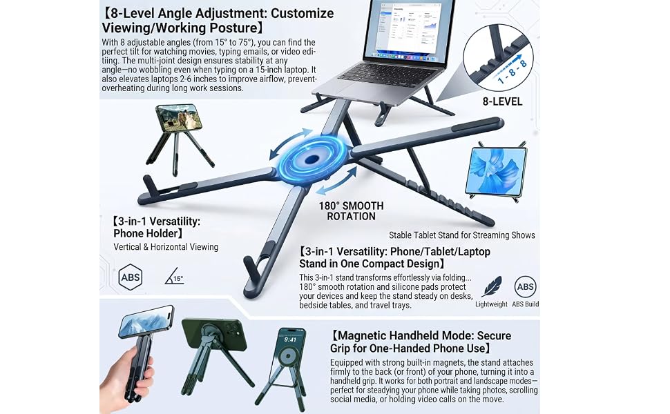3-in-1 Adjustable Laptop Stand