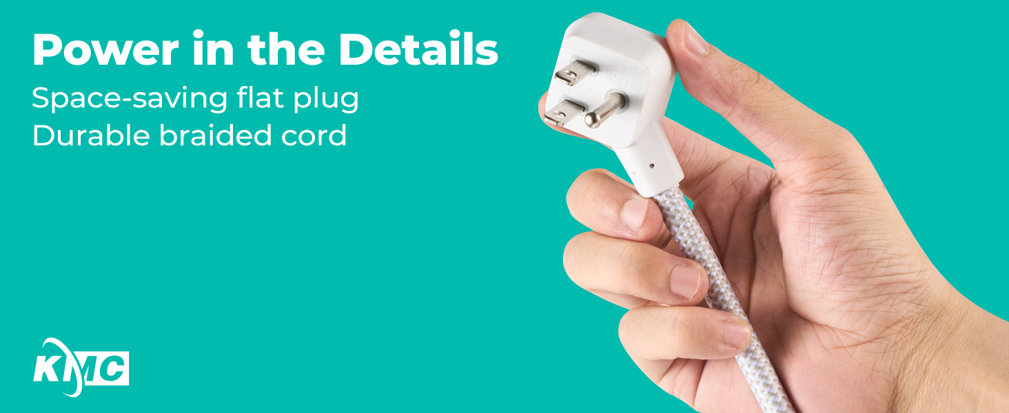 Power in the Details: Space-Saving Flat Plug &amp; Durable Braided Cord