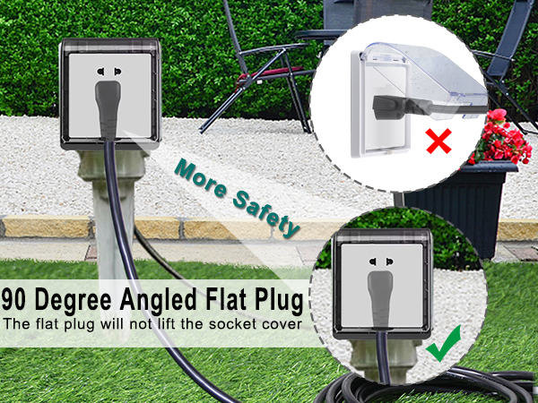 15FT Black Outdoor Extension Cord - SJTW 16AWG Weatherproof Grounded 3Prong Extension Cord