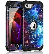 Miqala for iPhone SE 2022/2020 Case,Shiny in The Dark Three Layer Heavy Duty Shockproof Hard Plas...