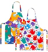 XLSXEXCL 2 Pack Kids Apron, Cute Cooking Aprons, Waterproof Art Apron with Pockets, Toddler Paint...