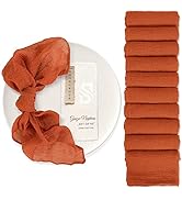 Showgeous 60 Packs Cheesecloth Napkins 17"x17" Terracotta Gauze Napkins Wrinkled Cloth Napkins So...