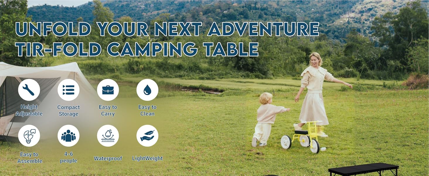 Tri-fold camping table