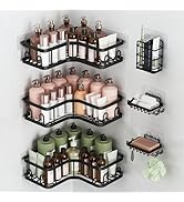 Veken Corner Shower Caddy 6-Pack, Advanced Rustproof Design, No Drilling Adhesive Shelves, Rack w...