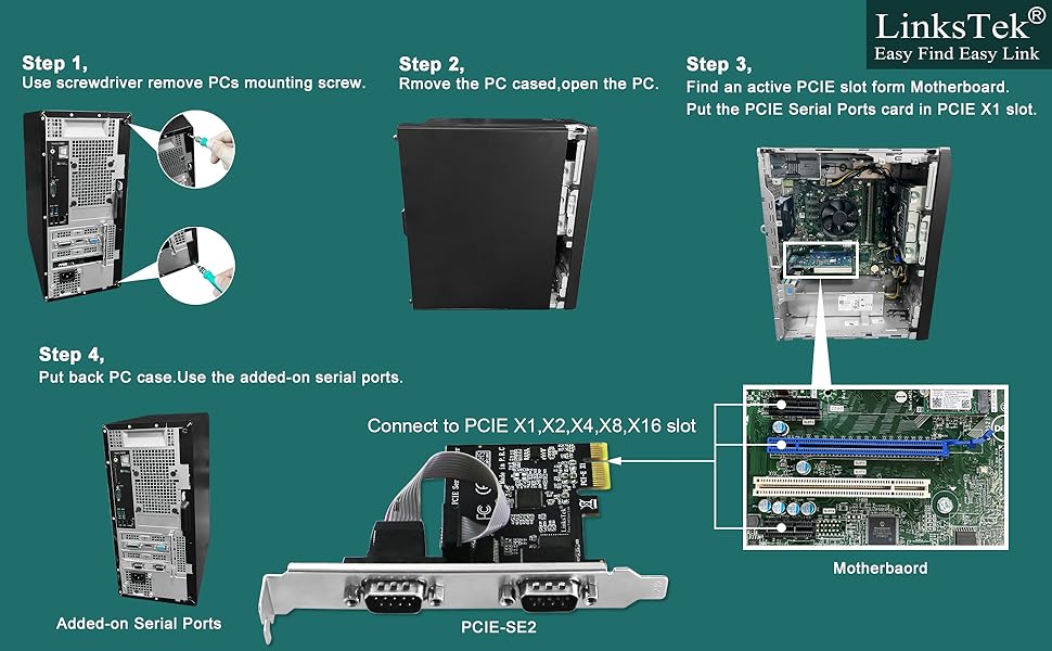pcie to RS-232 DB9 port card pcie serial port card COM card