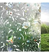 rabbitgoo Window Privacy Film, Decorative Stained Glass Window Film, Sun Blocking Glass Clings, R...