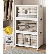 OlarHike 76QT Lockable Storage Bins with Lids - Folding Storage box with Doors &amp; Wheels, Stackabl...
