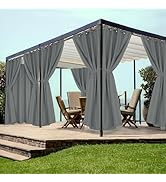 HolidayIdeas Grommet Top Outdoor Curtains for Patio Waterproof 8 Pcs All Weather Balcony Outside ...