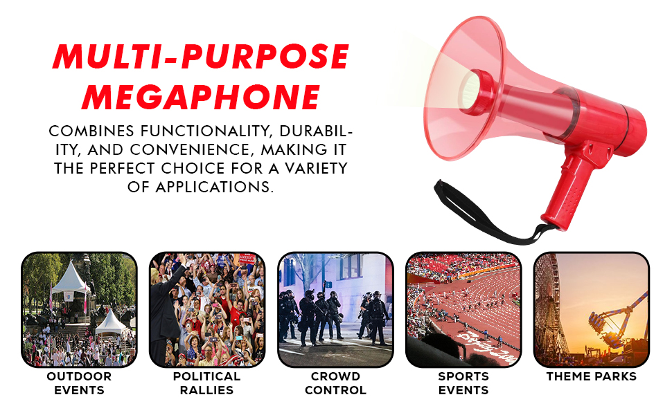 Portable Waterproof Megaphone, 40W Mega Phone
