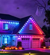 Super RGB Permanent Outdoor Lights 200FT, Smart RGB+IC Eave Lights with Remote APP Control, DIY L...