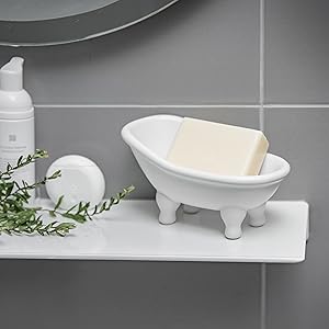 white bathtub soap dish