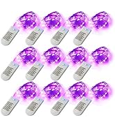 [12-Pack] LED String Lights, Christmas Lights, Self-Timing 6.5 ft 20 Purple LED Fairy Lights Batt...