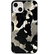 Reezaddin Black Tortoise Shell Glitter Phone Case for iPhone 16 Pro 6.3in,Cow Print Bling Aesthet...