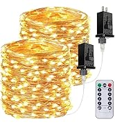 2Pack Each 66Ft 200LED Christmas Fairy Lights Plug in with Remote, Waterproof Twinkle Lights Outd...