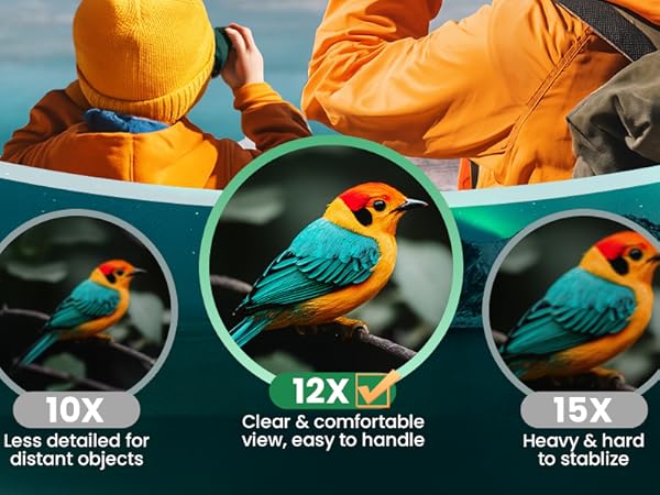 12x Compact Binoculars for Adults