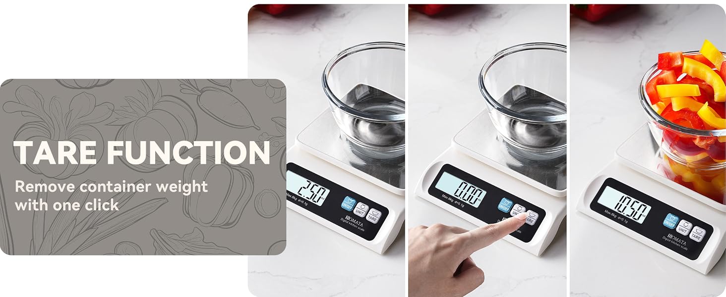 BOMATA 0.1g Food Scale, 13lb Digital Kitchen Scale with Removable Stainless Steel Pan