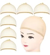 Fandamei Wig Cap, 6PCS Light Brown Mesh Wig Cap, Closed End Hair Mesh Net, Liner Weaving Caps for...