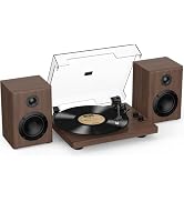 RetroAudio Vinyl Record Player with 24W Bookshelf Speakers, HiFi System Turntable for Viny Record...