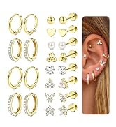 Hypoallergenic Surgical Stainless Steel Gold Stud Hoop Earrings for Women