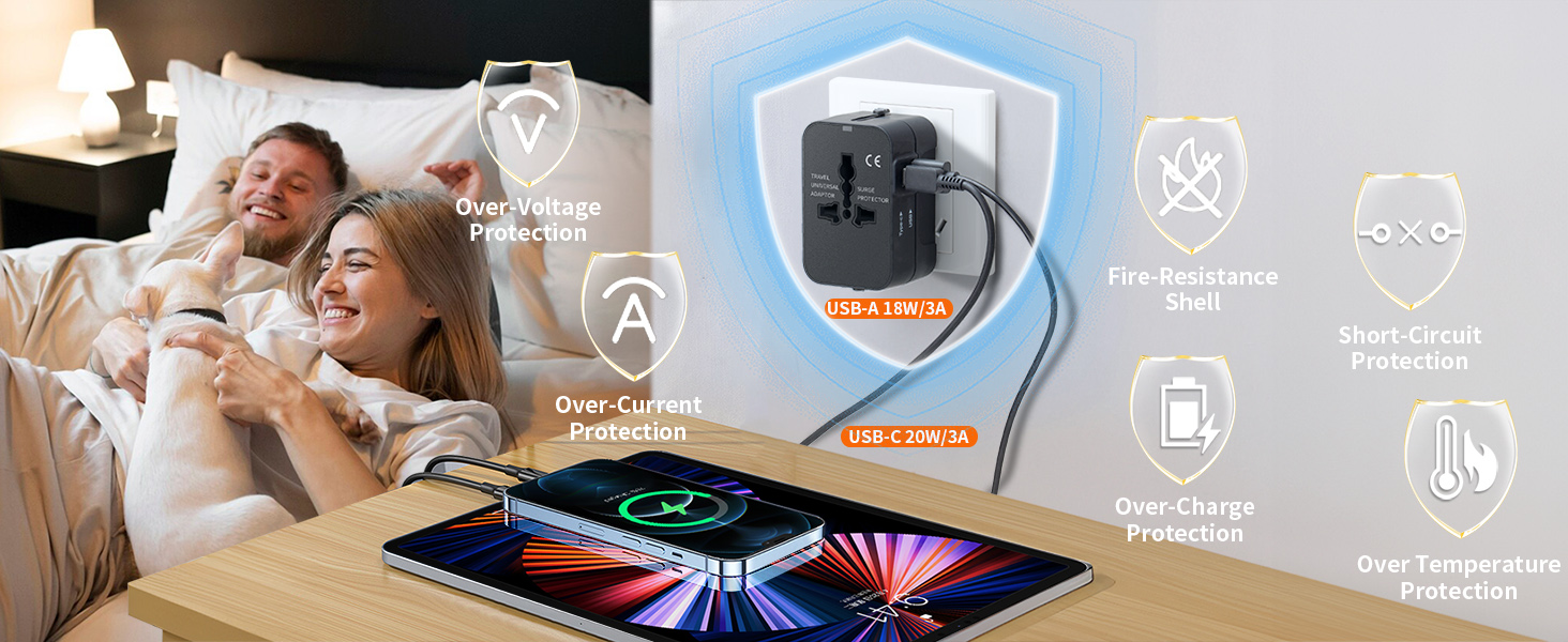 safety protection worldwide power adapter travel charger plug converter