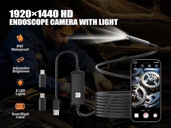 endoscope camera with light