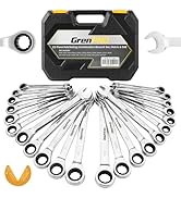 GRENPRO 23 Piece Ratcheting Wrench Set, Open End Wrench Set Metric And Standard 6-18mm &amp; SAE 1/4"...