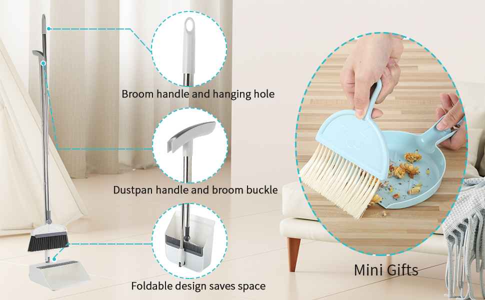 180° Rotating Broom with Brush and Lightwight Dust Pans for Home Kitchen Lobby Floor Cleaning