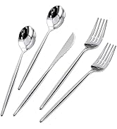 Rubtlamp 180 Pcs Silver Plastic Silverware, Silver Utensils Heavy Duty, Elegant Silver Plastic Cu...