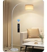 GOEBLESON Arc Floor Lamp with Marble Base and Adjustable Height, Rotating Hanging Shade, Dimmable...