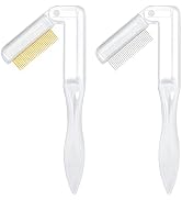G2PLUS 2PCS Folding Eyelash Comb, Eyelash Separator Tool, White Eyebrow Comb Metal Teeth, Eyelash...
